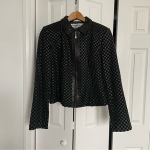 Vintage leather and suede intrecciato moto jacket